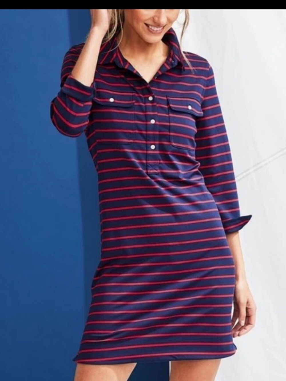 Vineyard Vines Break Stripe UPF Margo Shirt Dress Preppy Performance Size XXS